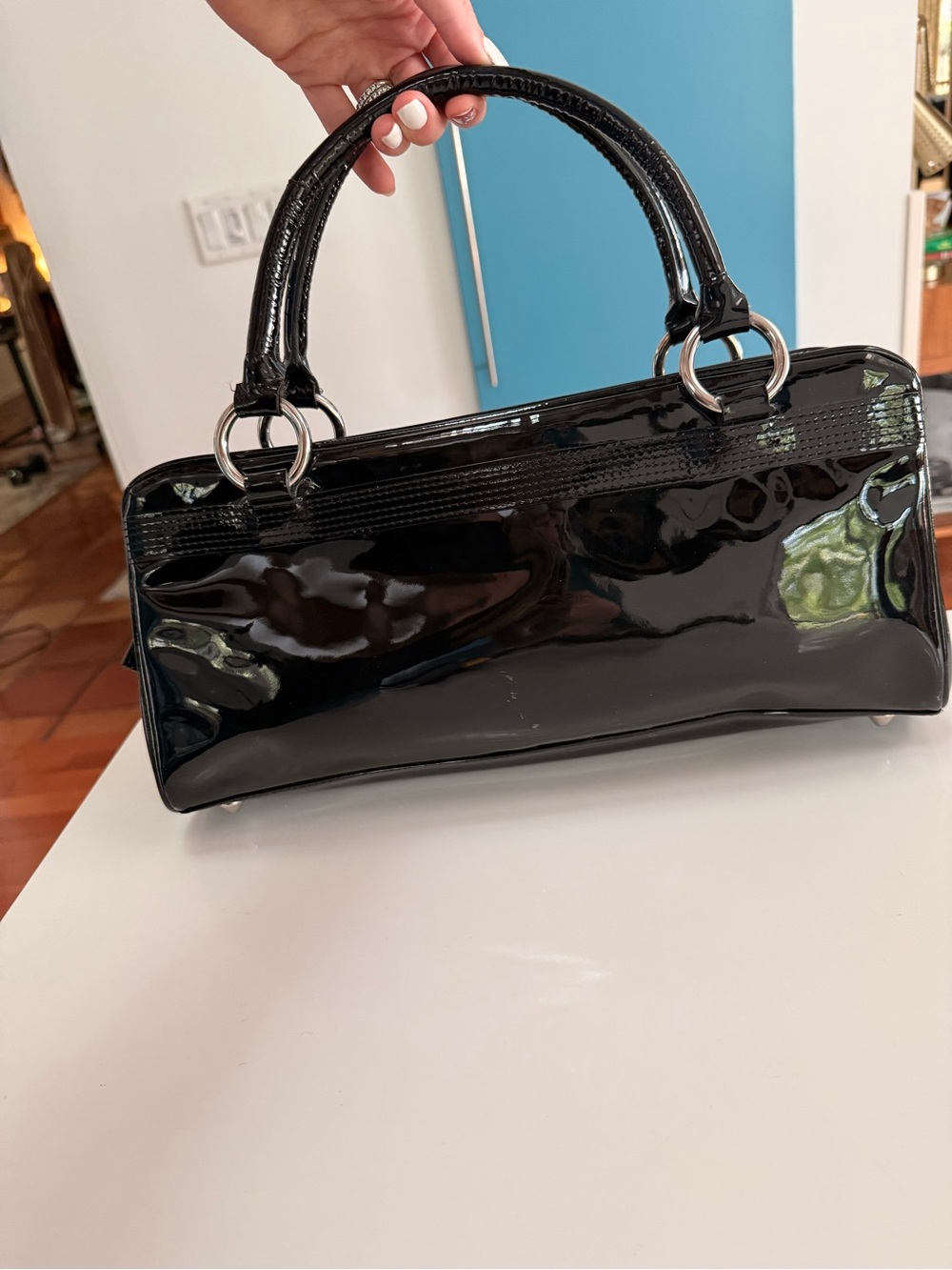 Via Spiga Classic Black Patent Top-Handle Women’s Bag
